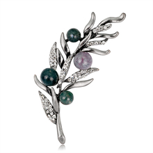 Fashion Jewelry Vintage Natural Stone Tree Branch Brooch For Women Gold And Silver Color Metal Leaf Brooches Badges Lapel Pin 2024 - buy cheap
