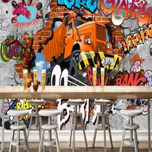 Papel de parede decorativo retro e nostálgico europeu 3d pintado tijolo carro graffiti grandes murais 2024 - compre barato