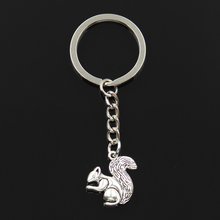 Fashion 30mm Key Ring Metal Key Chain Keychain Jewelry Antique Bronze Silver Color Plated Double Sided Squirrel 21x21mm Pendant 2024 - buy cheap