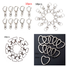 10pcs  Metal Swivel Lobster Clasps Clips Keychain Hooks Keychain Split Ring Findings For DIY Keychain Making 2024 - buy cheap