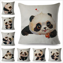 Fronha de travesseiro de poliéster com desenho animado, capa de almofada adorável animal de panda decorativa para casa quarto de crianças 45x45cm 2024 - compre barato