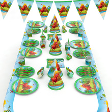 Tema dinossauro decoração de festa, utensílios de mesa, faixas de papel, copos, pratos, guardanapo, chá de bebê, decoração 2024 - compre barato