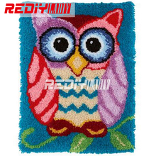 DIY Latch Hook Rug Kits Unfinished Crocheting Tapestry Yarn Needlework Cushion Set for Embroidery Carpet Cartoon Color Owl Mat 2024 - buy cheap