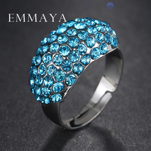 Женское кольцо с кристаллами Emmaya, свадебное кольцо красного, синего, белого, желтого, розового цвета, брендовая бижутерия 2024 - купить недорого