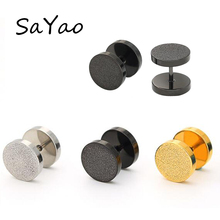 SaYao 2 Piece Stainless Steel Earring Studs Earrings Polished Round Barbell Earring Body Jewelry Stud 2024 - buy cheap