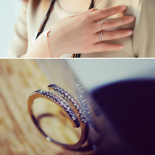 Anillos de pareja de zirconia para mujer, joyería fina de latón, anillos abiertos para dedos, anillo Vintage de Color oro rosa para mujer 2024 - compra barato