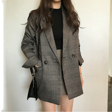 Women Autumn Blazers and Jackets Casual Outwear Coat with Two Buttons Plaid Plus Size Chaqueta Mujer Blazer Feminino Veste Femme 2024 - buy cheap