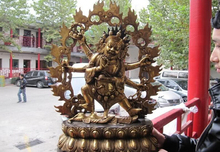 song voge gem S1421 Tibet Folk Fane Buddhism Bronze Gild Six Arm Hands Mahakala Buddha Statue 2024 - buy cheap