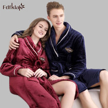 Flannel Couples Bathrobes Ladies Pyjamas Winter Dressing Gowns For Women Male Female Sleepwear Kimono Robe Plus Size L-2XL 2024 - buy cheap