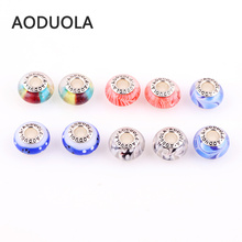 10pcs mix styles Glass Beads Round bead DIY European Murano Czech Chunky Charm Big Hole Bead Fit For Pandora Charms Bracelet 2024 - buy cheap