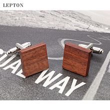 Low-key Luxury Wood Cufflinks For Mens Top Quality Lepton Brand Square Rosewood Cuff links Men Wedding Groom Gift Cufflinks 2024 - buy cheap
