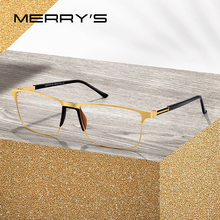 MERRY'S Men Titanium Alloy Glasses Frame Male Square Ultralight Eye Myopia Prescription Eyeglasses TR90 Nose Pads S2036 2024 - buy cheap