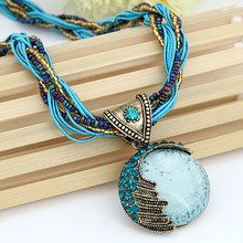 LEMOER Bohemian Style Jewelry Crystal Angel Wing Round Gem Pendant Necklace Multilayer Bead Chain Handmade Style Retro Necklace 2024 - buy cheap