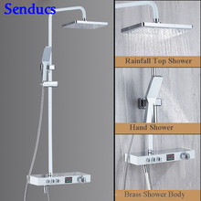 Senducs-Conjunto de ducha Digital Interlligent, sistema de ducha de temperatura dinámica de agua, baño de latón, juego de ducha blanco 2024 - compra barato