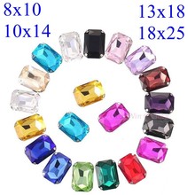 Glass Rhinestones! Rectangle Shape Diamond With Claw Sew On Strass Metal Base Buckle Crystal Stone Beads For Clothes 2024 - buy cheap