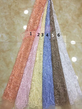 Encaje de tul de Jolin-42042 de alta calidad para vestido de novia, tela africana con lentejuelas de color rojo francés, cordón bordado 2024 - compra barato