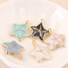 Wholesale 50PCS 22*27mm Sea Star Enamel Jewelry Charms Gold Tone Drop Oil Fashion Phone Chain Keyring Bracelet Pendant Charm 2024 - buy cheap