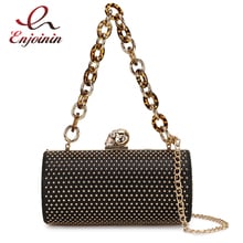 Punk Fashion Dazzling Studded Rivets Pu Women Acrylic Chain Handbag Party Clutch Bag Evening Bag Female Shoulder Bag Purse Bolsa 2024 - buy cheap