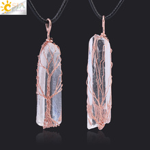 CSJA Natural Stone Quartz Necklaces Pendants Tree of Life White Crystal Pendant Suspension Rose Gold Wire Wrapped Jewellery F898 2024 - buy cheap