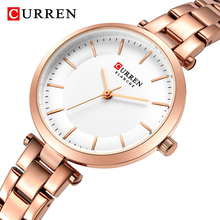 Curren marca de luxo minimalista quartzo relógios feminino rosa ouro pulseira relógio casual relógio fino para senhoras relógio de pulso com aço 2024 - compre barato