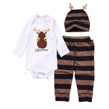 Conjunto de ropa de Navidad para recién nacidos, pelele, pantalones, sombrero, 3 piezas, letras de alce, 2018 2024 - compra barato