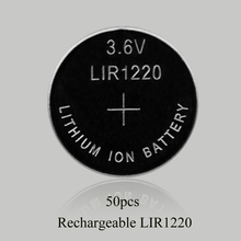 Sorvess bateria recarregável íon de lítio, 50 peças de 3.6v lirinternet lítio ion bateria recarregável 10mah botão de célula tipo moeda para substituição para crinternet cr 1220 2024 - compre barato