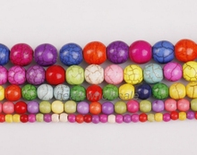 OMH wholesale free ship New Multicolor Howlite stone Round Beads 4mm 6mm 8mm 10mm 12mm ZL10 2024 - buy cheap