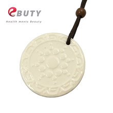 EBUTY White Lava Stone Pendant with FIR Germanium Negative Ions Energy Balls Therapy Jewelry Health Gift With Box 2024 - buy cheap