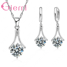 Shiny Lucky Austria Crystal Stone Jewelry Sets for Women Birthday Gift Proposal 925 Sterling Silver Necklace Earrings Set 2024 - buy cheap