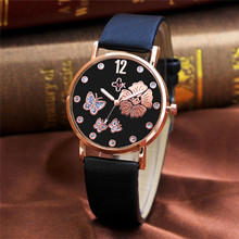 Часы наручные женские кварцевые аналоговые с цифровым циферблатом и кожаным ремешком 2024 - купить недорого