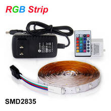 RGB Светодиодная лента 2835 SMD 60 светодиодов/м 5 м гибкая светодиодная лента RGB Светодиодная лента DC 12 В 2A адаптер питания ИК-пульт дистанционного управления сменный 2024 - купить недорого