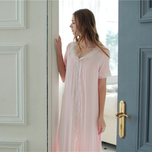 Sleepwear feminino camisola de noite longa estilo conciso sleepwear alta qualidade modal algodão macio pijamas branco rosa nightie 2024 - compre barato
