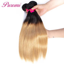 Puromi Hair Extension 3 Bundles Straight Hair Honey Blonde Brazilian Hair Weave Bundles Non Remy Ombre Human Hair Mixed Length 2024 - buy cheap