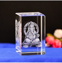 GOOD # OFFICE HOME Best gift Decor India Japan Southeast Asia Ganesha Elephant Wealth GOD 3D Crystal Image Decoration-FREE SHIP 2024 - buy cheap