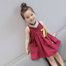 New Girl Solid Color Dress Princess Sleeveless Appliques Floral Design For Lovely Girls Clothes Party Dress 3-7Y Clothes 2024 - buy cheap