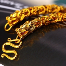 Collar de estilo Hip Hop para hombre, cadena con diseño de dragón lleno de oro amarillo, 20in 2024 - compra barato