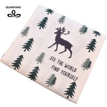 QUANFANG-tela de lino y algodón venado de Navidad, tejido para Patchwork, acolchado/costura/bricolaje, sofá, Tabl, cortina, bolsa, Metro 2024 - compra barato