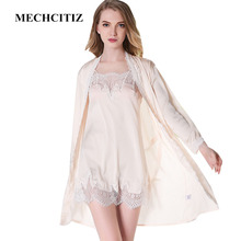 MECHCITIZ  High Quality Women Robe & Gown Set Sexy Lingerie Silk Bathrobe And Night Dress 2 piece Sleepwear For Home Sleep Wear 2024 - buy cheap