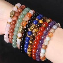 Pulseras mujer 8mm stone beads bracelets gold buddha beads elastic charms bracelet rope chain Bangles for men women jewelry DIY 2024 - buy cheap