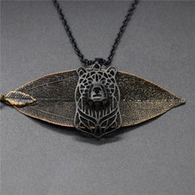 Colar vazado de urso com 4 cores, joias de metal da moda para cachorro, colar com pingente de urso, joias femininas 2024 - compre barato