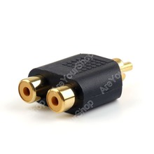 Areyourshop Sale 10 Pcs Gold Plated RCA Adapter Audio Y Splitter Plug 1 Male To 2 Female  minijack p 2024 - buy cheap