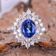 Natural blue topaz ring Free shipping Natural real blue topaz 925 sterling silver 7*9mm gem Fine jewelry 2024 - buy cheap
