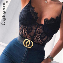 Cryptographic Fashion Mesh Sheer Lace Bodysuit 2021 Summer Hollow Out Straps Bralette Bodysuits Teddy Streetwear Women Tops Chic 2024 - buy cheap