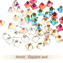 Crystal AB stereoscopic square cone Nail Glitter Rhinestones Glass Flat Back 3D Diamond 4mm Nail Art Decorations new arrive 2024 - buy cheap