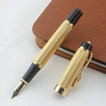 Jinhao-pluma estilográfica de lujo para oficina y negocios, barril cuadrado de oro brillante, punta ancha, caja de regalo, novedad 2024 - compra barato