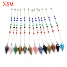 xinshangmie Natural Mixed Crystal Hexagon Pyramid Reiki Pendulum Stone Pendant Healing Chakra Amulet Women Fashionable Jewelry 2024 - buy cheap