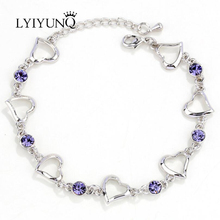 LYIYUNQ-pulsera con diamantes de imitación para mujer, brazalete con forma de corazón romántico, joyería de boda 2024 - compra barato