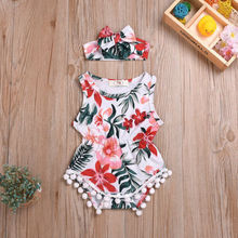 Pudcoco Summer Toddler Baby Girl Flower Ruffle Romper Sleeveless Jumpsuit Headband Clothes 0-18M UK 2024 - buy cheap