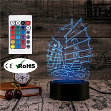 3D Led Novety Lighting Creative Gift Night Light  Table Lamp Sailboat Bedside Led Home Corridor Hotel Party Atmosphere Lights 2024 - buy cheap