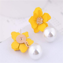 Korean Flowers Drop Earrings For Women Trendy Simulated Pearl Earrings Hanging Dangle Earrings Fashion Jewelry Gifts wholesale 2024 - buy cheap